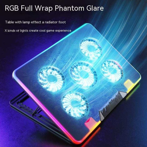 Laptop Cooling Pads 5 Fans Gaming Laptop Cooling Pad Rgb Colorful Ultra-thin Radiator Five Quiet Fans Adjustable Notebook Cooler Stand For L