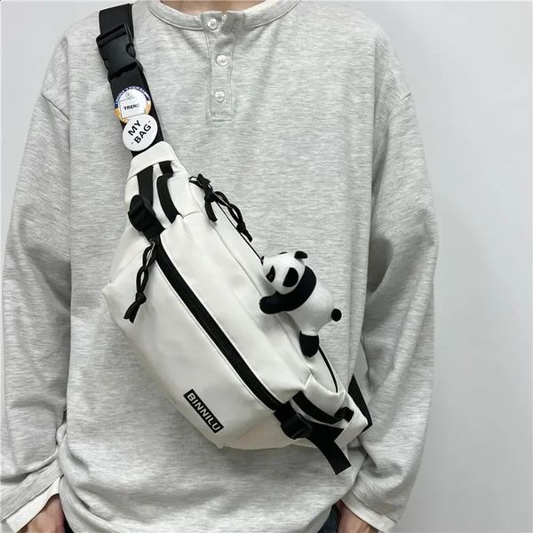 2024 Fashion Simple Chest Bags Trend Network Red Sports Student Womens Shoulder Panda Pendant Casual Fanny Pack 240830