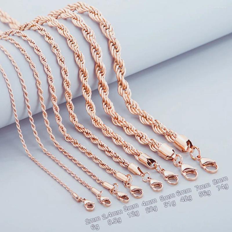 Chains 2-2.4-3-4-5-6-7-8mm Wide Rope Chain Necklace Stainless Steel Choker Men Women Jewelry Rose Gold Color