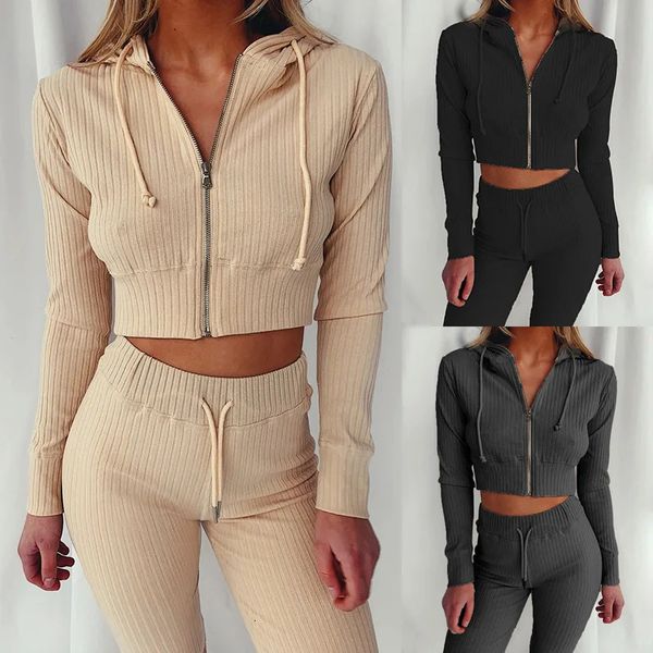 Fomens tracksuit casual sólido de manga longa com capuz Sport Sport Sports Autumn Warm moletom de moletom e lã de calça de duas peças 250106