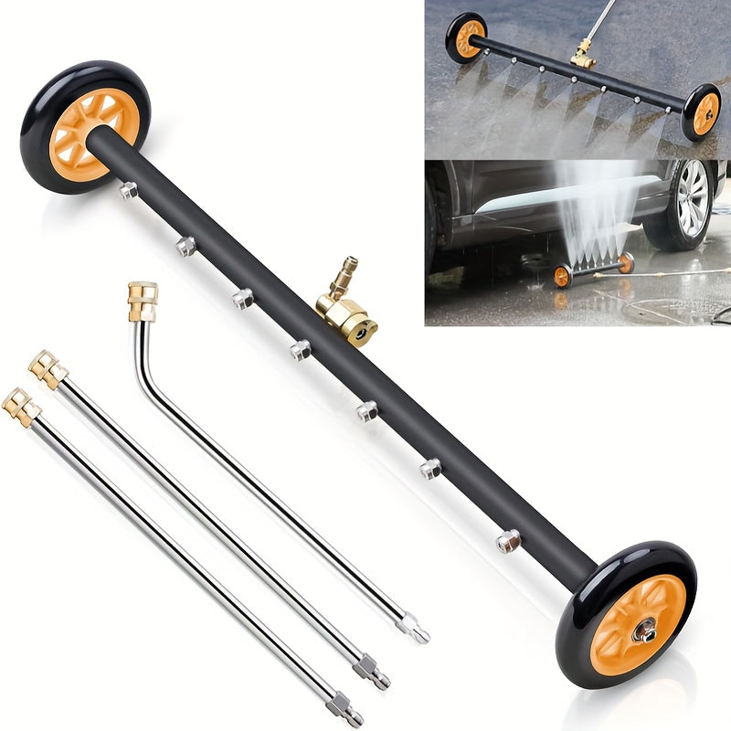 TEMU 4000 Psi High Pressure Washer Undercarriage Cleaner With 3 Stainless Steel Extension Bars, 1-4 Inch Quick Connect - For Car Body & Chassis