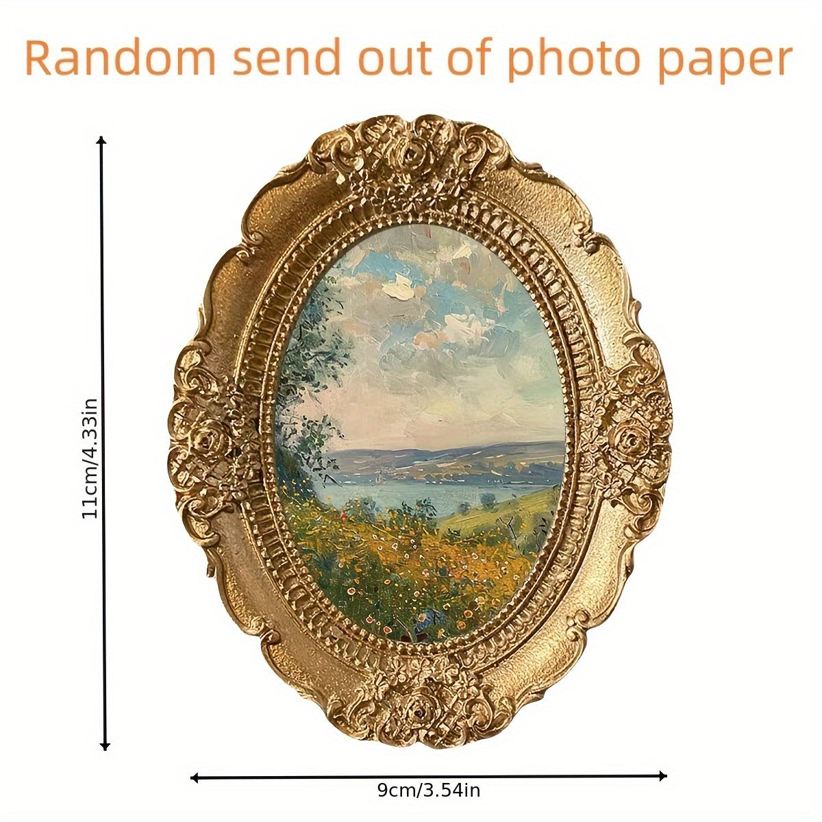 TEMU Elegant Golden Vintage-style Resin Photo Frame - Floral And , Wall-mounted, Lightweight With Ornate , Home Decor, Wall Decor