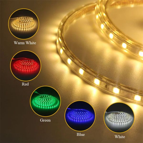 LED Strips 220V Led Strip 60Leds With Eu Plug Flexible Led Light Smd 5050 Waterproof Outdoor Lamp Led Tape Bright Kitchen Backlight Decor S2