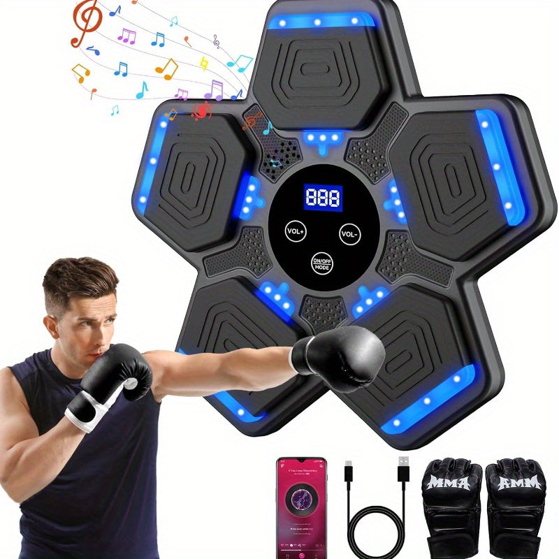 TEMU Musical Boxing Machine - Smart Boxing Trainer With Gloves, Smart Display, Abs+pvc Upgraded, Perfect Gift For Exercise People