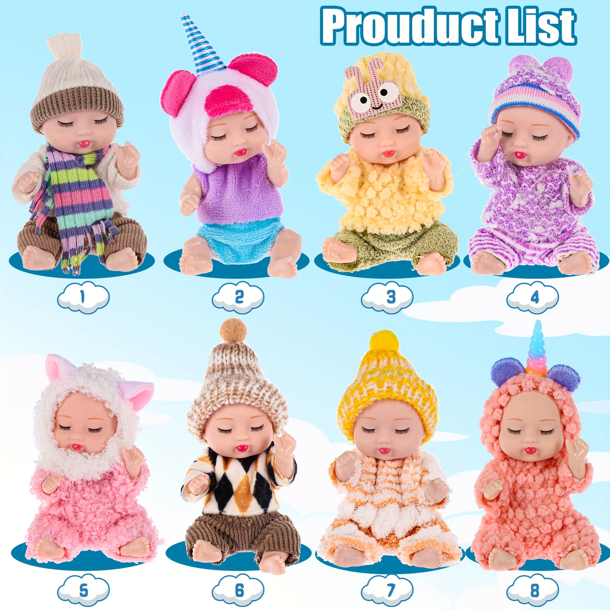 TEMU 8 4-inch Plush Mini Dolls, Suitable For Children 3+ As Gifts, Christmas Gifts, Birthday Gifts