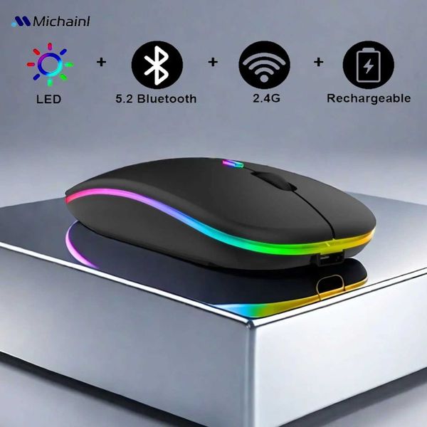 Wireless Mouse For Laptop PC Bluetooth Rechargeable Mouses Wireless Computer Silent Mice LED Backlit Ergonomic Gaming MouseLX241024