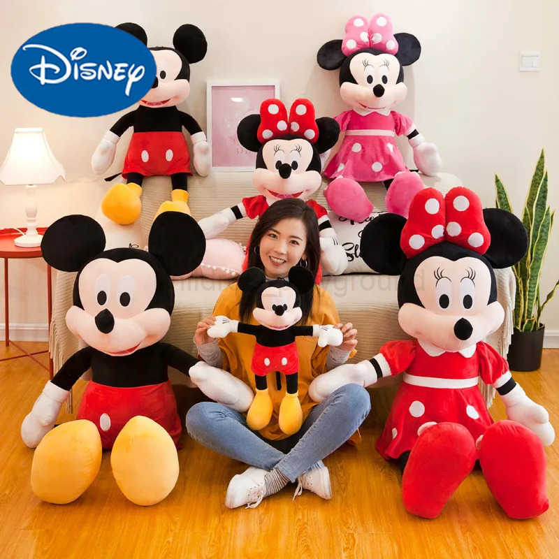 Disney 40-100cm Stuffed Mickey Minnie Mouse Plush Toy Soft Mickey Minnie Dolls Cushion Pillow Birthday Wedding Gifts for Kids Children W20250516