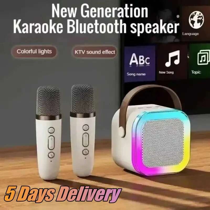 K12 Bluetooth Karaoke hine Portable 5.3 PA Speaker System with 1-2 Wireless Microphones Home Family Singing Children&#039;s Gifts