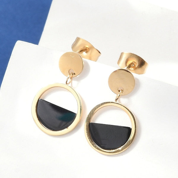 Boucles d'oreilles pendantes en plastique et acier inoxydable 304