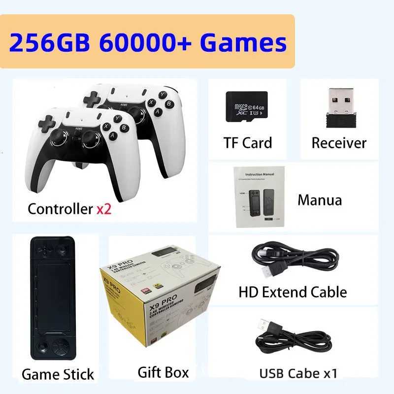 Charge Controller X9 Pro Retro 4K 3D Game Stick TV HD Video Game Console 905X3 Chip 256G 60000 Games For PS1PSPSFCN64 D250901C251007