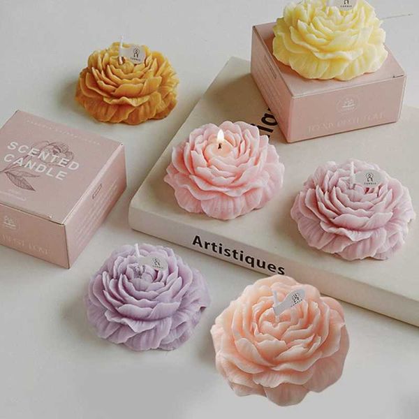Flower Shape Scented Candles Aromatherapy Candle Soy Wax Creative Photo Props Wedding Birthday Party Decoration OrnamentXJ240730