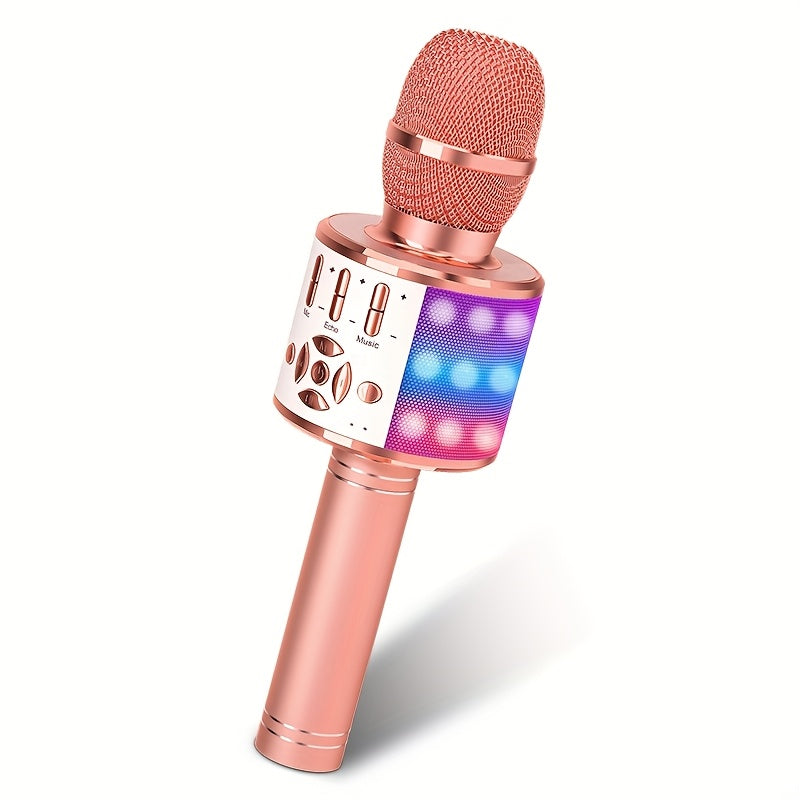 TEMU Bonaok, Karaoke Wireless Microphone, Portable Karaoke Player, Singing Speaker, Usb Rechargeable, With Party Lights, Christmas, Halloween, Party,