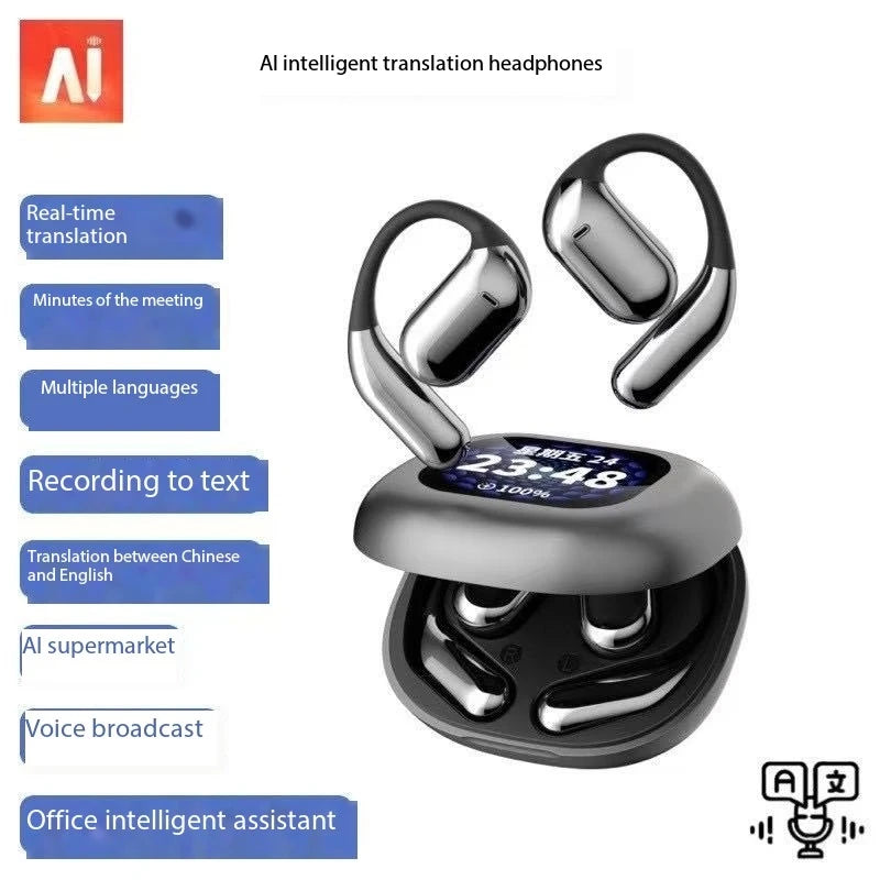 New Q16 Intelligent AI Translation Earphones for Business Meetings Multi Language Overseas Travel Wireless Bluetooth Headphones