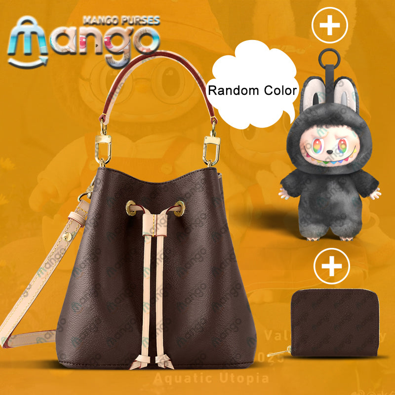 Leather Bucet Tote Bag Shoulder Crossbody Bag Wallet Card Holders for Women