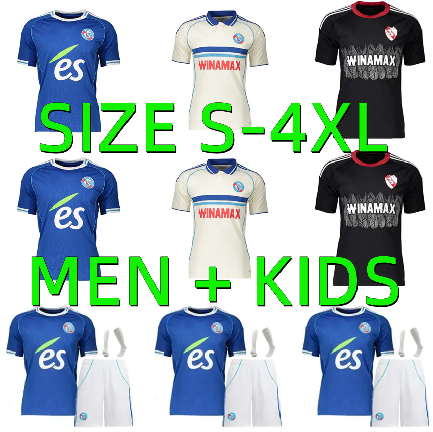 2025 2026 Strasbourg Home Soccer jerseys 25 26 maillot de foot SANTOS MARA LUKOVIC DIARRA EMEGHA BAKWA MWANGA ANDREY MOREIAR JR Football Shirts men