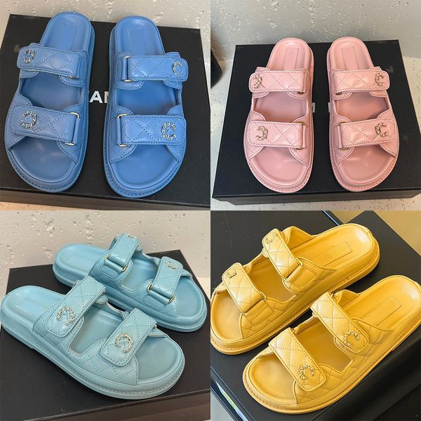 Flat slippers sandals designer shoes women high quality leather scuffs daily outfit vintage geometric beach travel classics summer casual sh