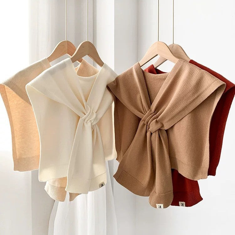 CL180295 Korean version of pure color knitted shawl female autumn and winter outerwear waistcoat versatile cross sunscreen air-conditioned room shou
