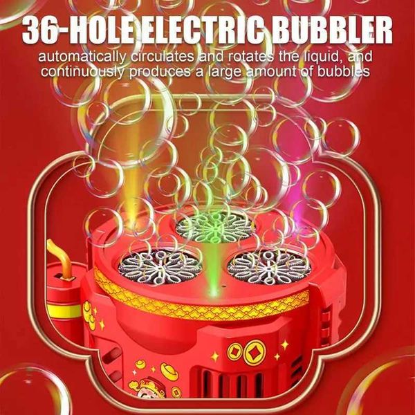 Firework Bubble Blower Party Atmosphere Bubble Maker Flashlight Design Electric Fire Work Bubble Machine 36 Hole Bubble Blower X250125