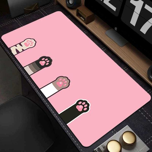 Mouse Pads Wrist Rests Cat Paw Gaming Mouse Pad Cute Cat Rubber Mousepad Anime Non-Slip Mouse Mat Computer Gamer Desk Mat Locking Edge Acces