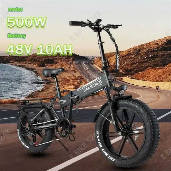 Bikes Bike Samebike XWLX09 Snow Folding 500W 48V 10AH Motor Mountain Bicycle 20*4.0 Fat Tire Outdoor Foldable Adult E-Bike H241102