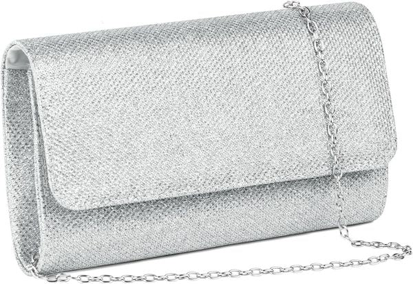 Women&#039;s Pochette, Ceremony Removable Chain Bag Strap, Shoulder Bags for New Year&#039;s Ball, Party - Sier