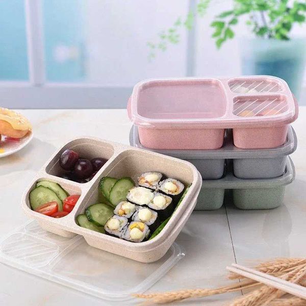 Leak Proof Lunch Box 3 Compartment Lunch Box with Lid Healthy Material Portable Fruit Food Storage Container Kids Lunch BoxXJ240829
