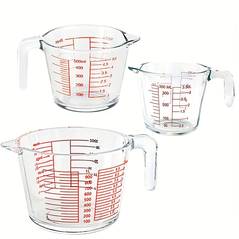 TEMU Glass Measuring Cups - High-temperature Resistant Measuring Cups With Scale Handles, Baking And Microwave Oven, Preheating Oven, Special Flour,