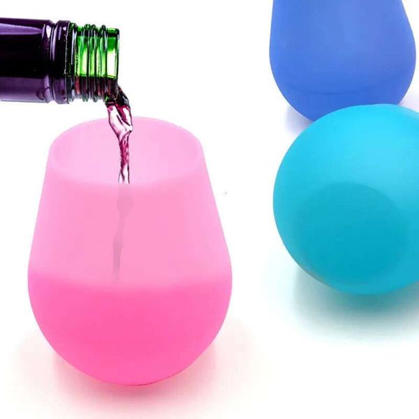 Silicone Portable Durable Wine Goblet Tail Water Cup Glasses Unbreakable Anti Slip Outdoor Shatterproof Beer Champagne Whiskey Travel Party