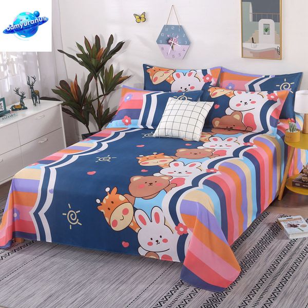 ddmyuranus 3pcs-Set Home Textile with Pillowcases Cotton Material Lovers Room Bedding Flat Bed Sheet Set