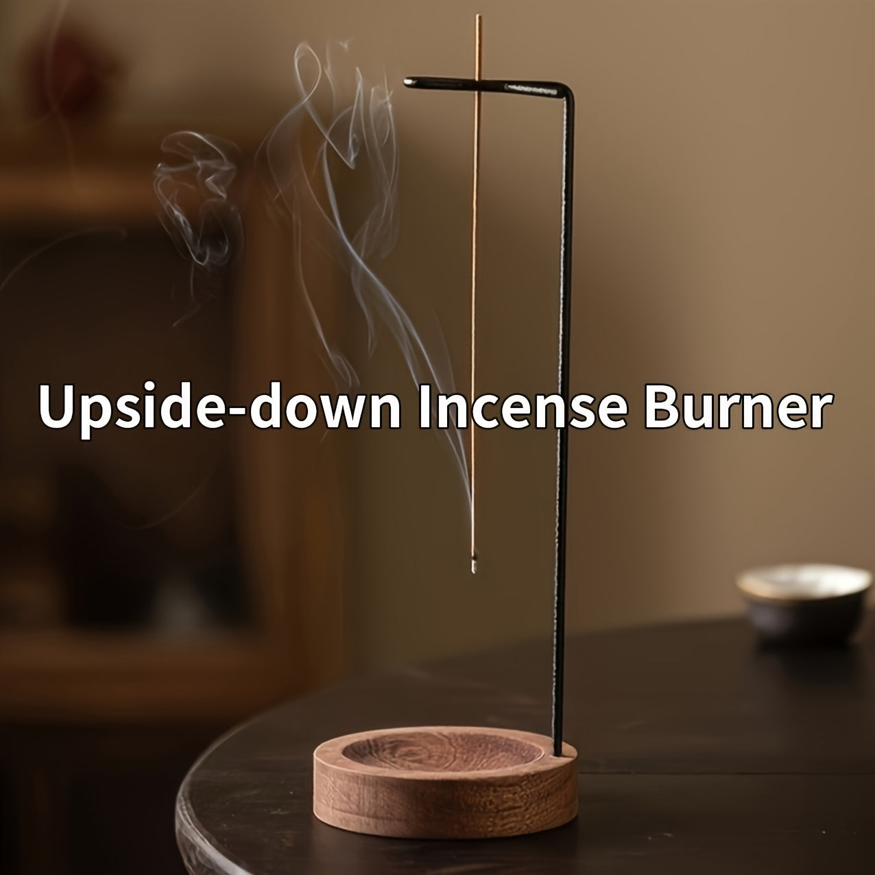 TEMU 1pc Hand- - Natural Wood Zen-, Long-lasting Smoke, No Electricity Needed, Easy-use Desktop Decoration For , Desktop Fragrance, Minimalist Decor,