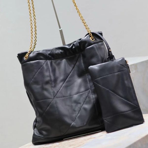12A All-New Mirror Quality Designer 38cm Pochon Tote Bag Womens Genuine Leather Handbags Bucket Quilted Bag With Strap Crossbody Black Shoul