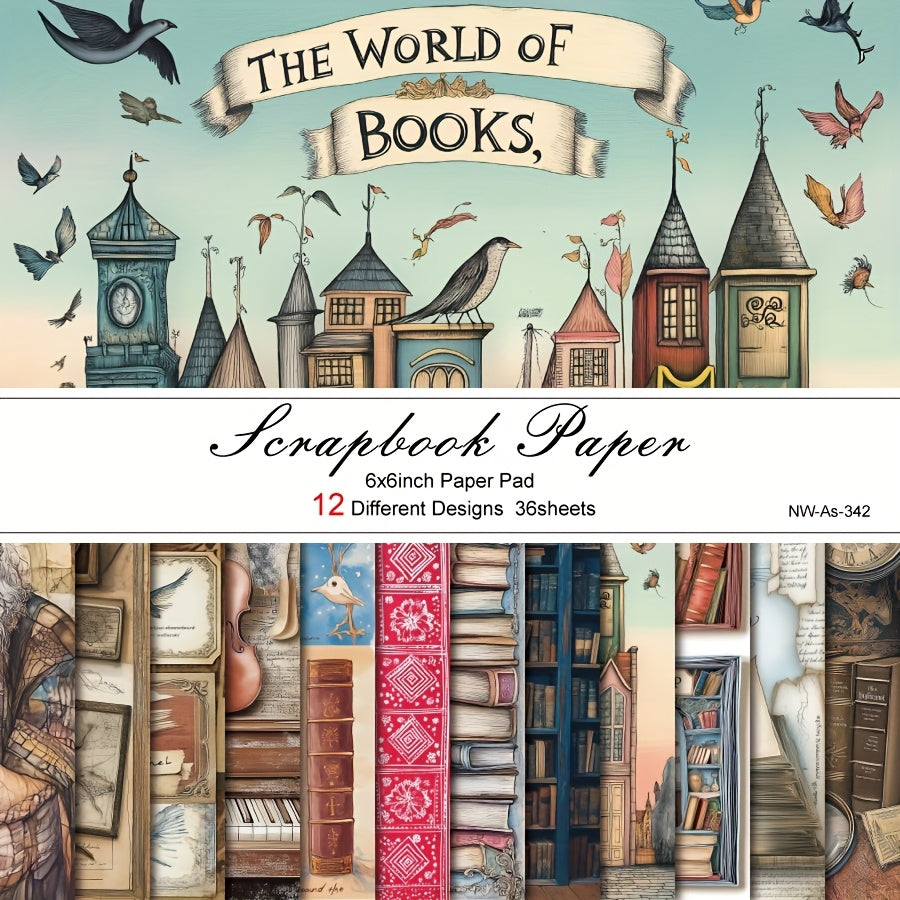 TEMU 36 Sheets Paper Pad, 6× 6'', 12 Different Designs, Diy Decorative Background Card Making Supplies, Diary Scrapbooking Supplies Kit Aesthetic