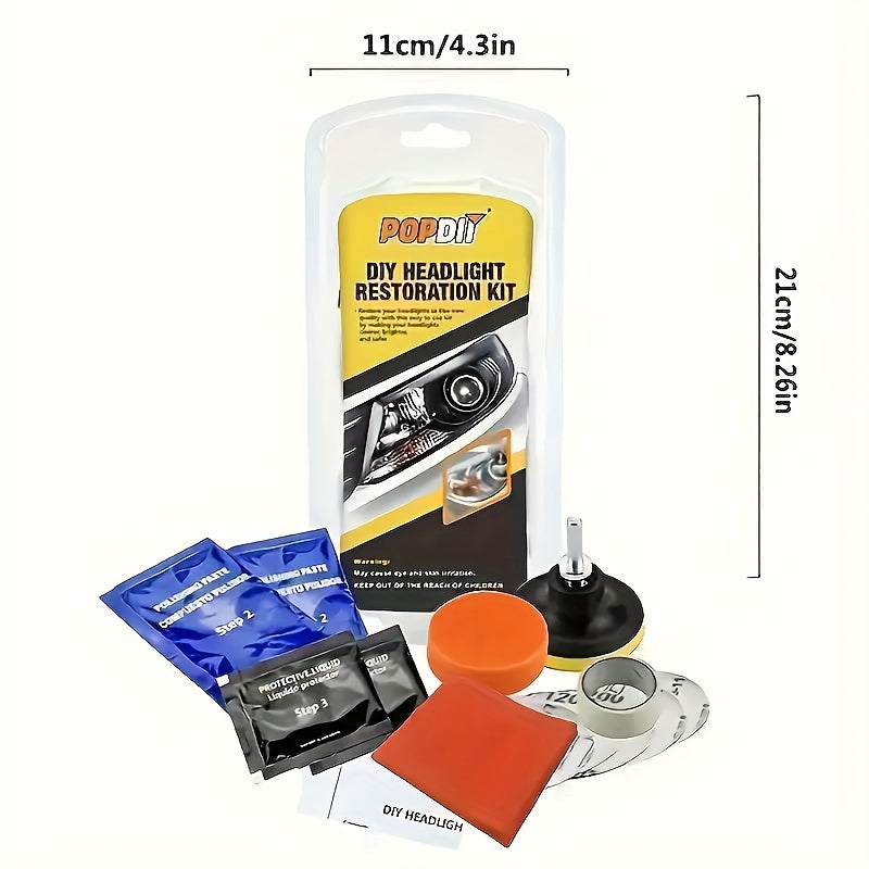 TEMU 15pcs-set Car Headlight Restoration Kit - Effective Cleaning & High-performance Polishing For And Renewal - Car Wash Tool Set For Headlight