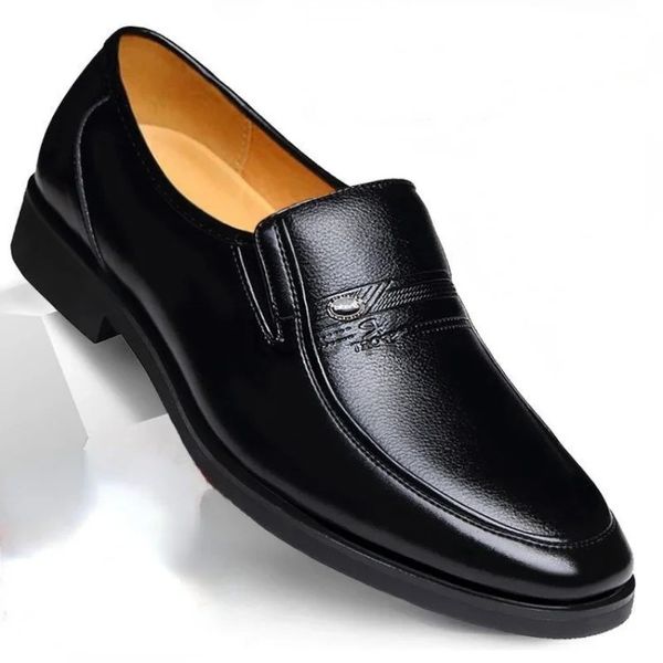 Leather Men Formal Shoes Luxury Brand 2023 Mens Loafers Dress Moccasins Breathable Slip on Black Driving Shoes Plus Size 38-44
