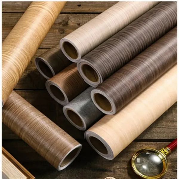 90cm Width Wood Grain PVC Wallpaper for Door Wardrobe Cupboard Table Furniture Waterproof Self Adhesive Stickers Wall 241115