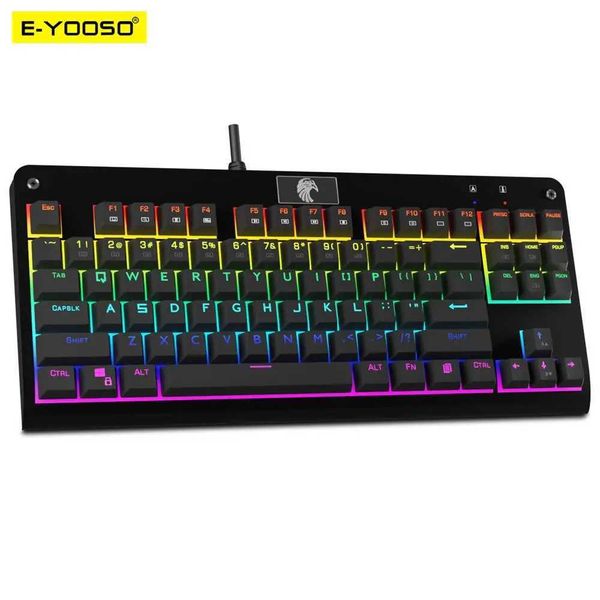 E-YOOSO Z77 Rainbow USB Mechanical Gaming Wired Keyboard 87 Keys Red Black brown Blue Switch Gamer for Computer PC LaptopLX241031