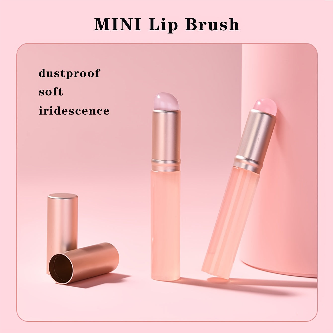 TEMU 2-pack Mini Silicone Lip Brushes With Covers - Portable Lipstick Applicators, Multi-use Makeup Brushes For Travel, Nail & Lip Care,