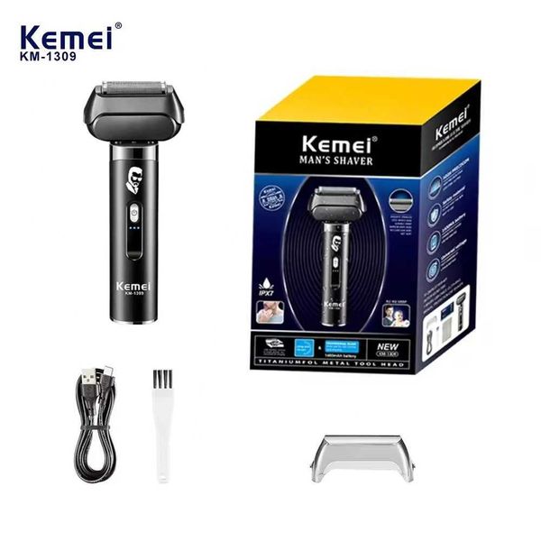 Kemei 4-Blade Professional Electric Shaver IPX7 Safety Razor Travel Portable Electric Shaving Household Beard Trimmer KM-1309CL240730
