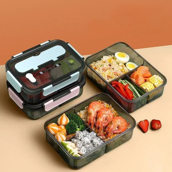 Compartment 1500ML Portable Lunch Box Kids Students Office Bento Box with Fork and Spoon Microwave Food Storage Container 250207