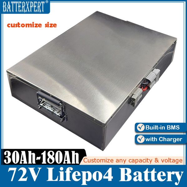 Lithium 72V 100AH 120AH 150AH 180AH Lifepo4 Battery 4000+ Cycle 24S for 10000w 5000w 3000w Bike Scooter Tricycle Motorcycle