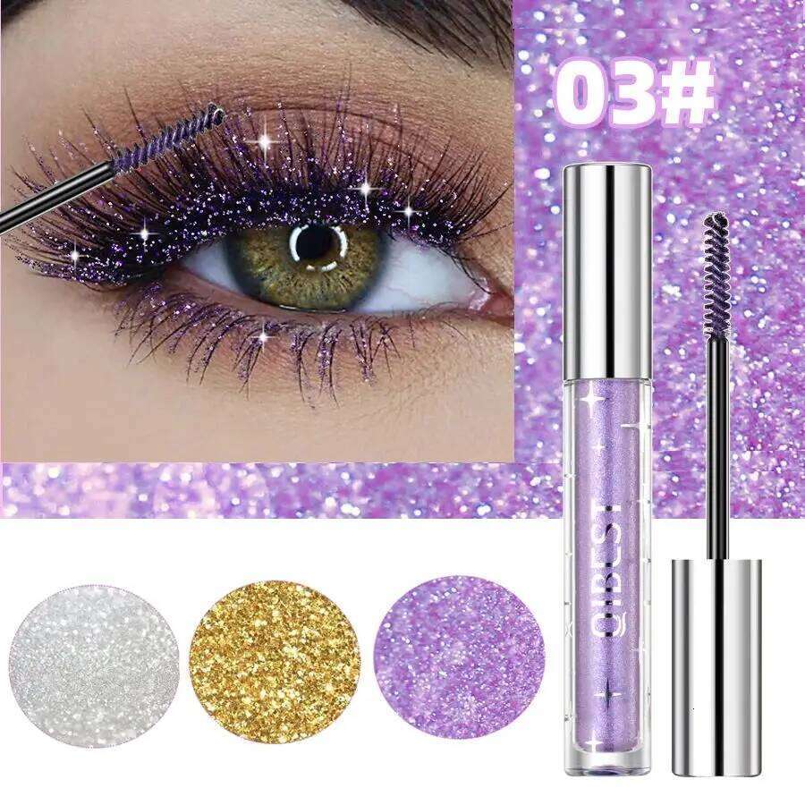QIBEST Dia Shining Galaxy Sequins Sweat Proof Glitter Eyelashes Quick Dry Lasting Curling Thick Shimmer Mascara Hots X250722