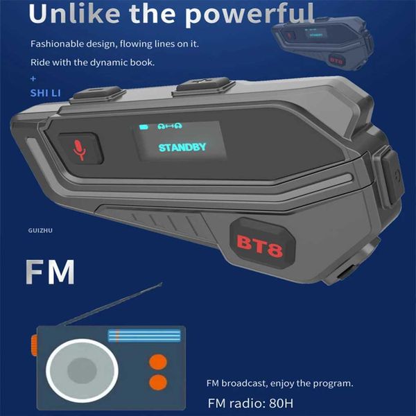 Interphone Motorcycle Helmet Headset For 2-6 Riders Bluetooth Intercom Headphone Motorbike Communicator Interphone Waterproof BT5.1 Z241024