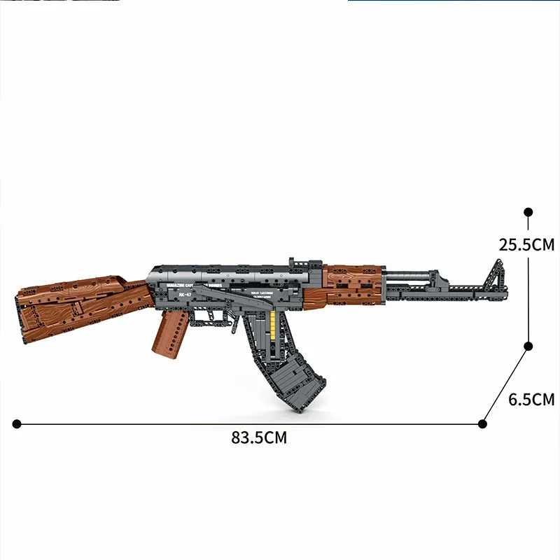 Blocks Blocks 1366PCS AK47 Assault Rifle Model Building Blocks Military Army Weapon Shootable Imitation Gun Bricks Toy Kid Adult For GiftsY241106SSN