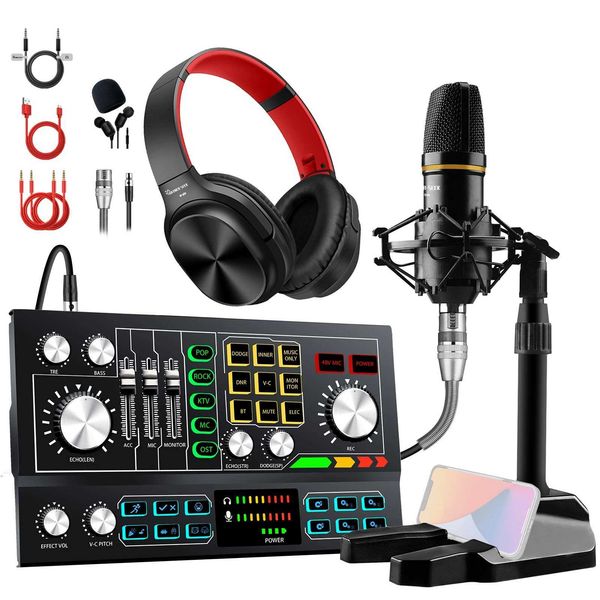 Adjustable audio interface mixer with 48V condenser microphone B240815
