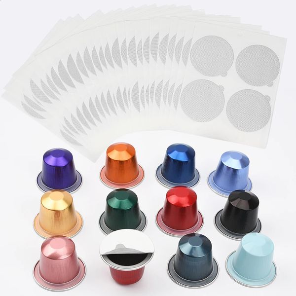 100pcs Disposable Nespresso Compatible Pods Empty Aluminum Foil Coffee Capsule with Self Adhesive Seals Stickers Covers Lids 240802