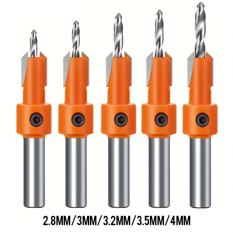 TEMU Woodworking Countersunk Drill, Taper Drill, Alloy Head Screw Ladder Drill, Wood Self Tapping Screw Installation Ladder Drill, Countersunk Drill