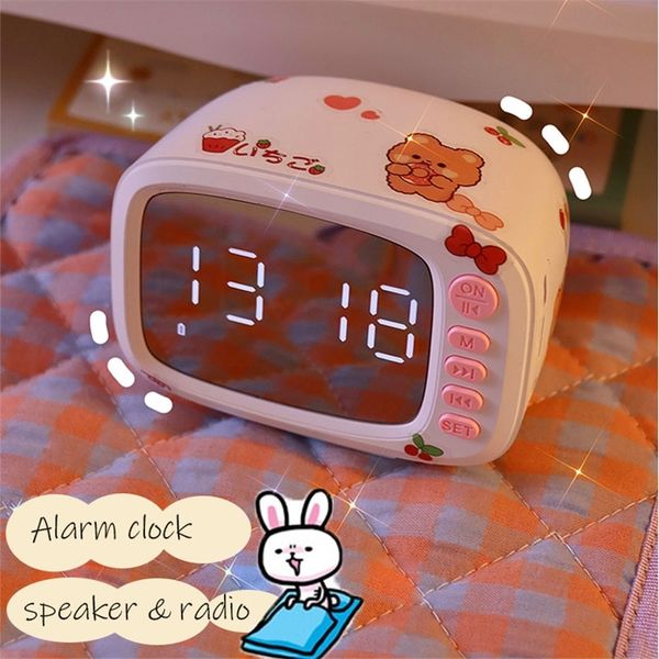 Decorative Objects Figurines Desk Decor Clock Speaker TV Wireless Bluetooth Charging Subwoofer Alarm Desktop Kawaii Decoration cute decor 22