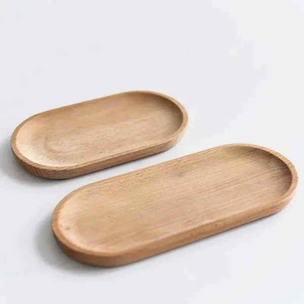 Mini Oval Tray Solid Wood 18Cm Small Wooden Children&#039;s Whole Woods Fruit Dessert Dinner Plates Tableware 1113 En S