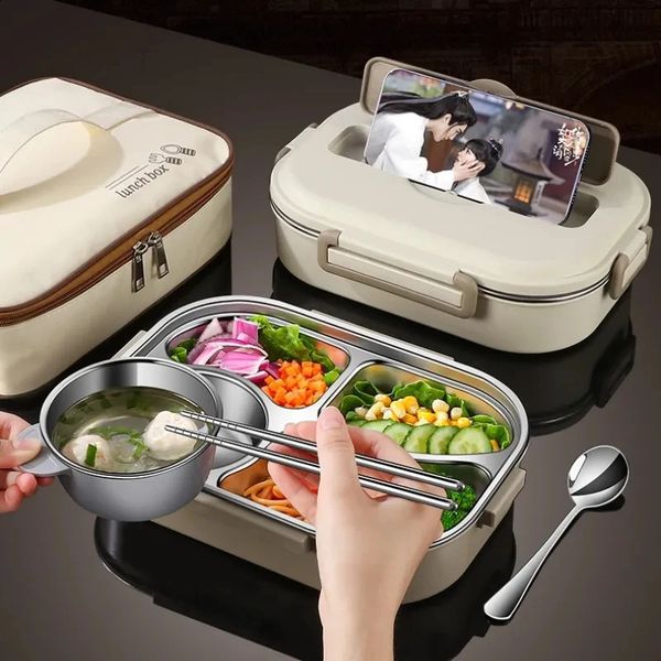 304 Stainless Steel Company Insulated Lunch Box Office Staff Student Sealed Portable Bento Microwave Heated Food Container 240816