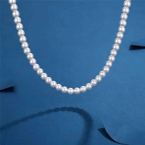 Pendant Necklaces Cool Artificial White Pearl Neck 1 piece necklace bead chain suitable for mens and womens fashion jewelry gifts z250209
